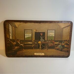 “The Country School” Print Decoupage On Wood Handcrafted By Walter E Lee Inc